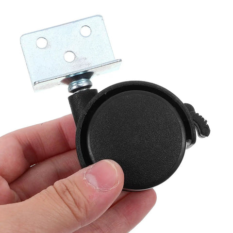 Heavy Duty 12 Pack Slick Rolling Furniture Casters With Locking Brake And L Shape Mount Durable plastic swivel caster wheel in hand.