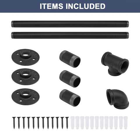 5 Foot Indoor Stair Handrail Kit Matte Black Iron Pipe Railing With Wall Mount Support components included
