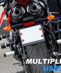 Motorcycle rear view with license plate secured using 4 Pcs Aluminum License Plate Screws Kit For Bikes Cars And Trucks.