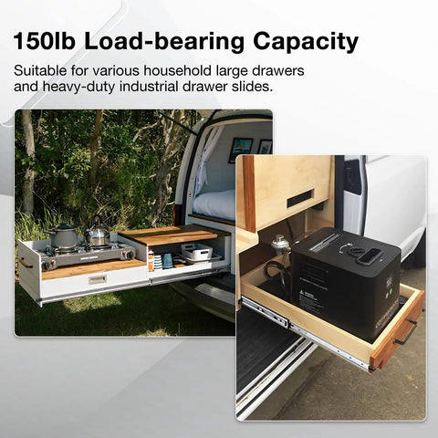 12-Inch Drawer Slides With Lock, Silver Finish, Heavy-Duty Steel Rails For Smooth, Quiet Full-Extension Opens, Easy Install, Ideal For Kitchen Cabinets, Tool Chests, Desks, And DIY Upgrades; 150lb load capacity