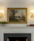 Top Tier Battery Operated Wall Sconces With Wrinkle Free Fabric Shade And Handy Remote Control For Chill Ambient Bedroom Lighting Modern Room Upgrade Set mounted beside artwork.