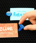 Blue 7.5-8 mm honeycomb laser bed hold-down pin for laser cutters/engravers, close-up view