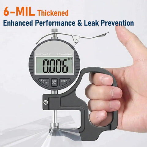 Thickened Dust Collector Bags 31x43 Inch 6 Mil Clear Plastic, 6 Pack for Large 70 Gallon Dust Collectors thickness measurement