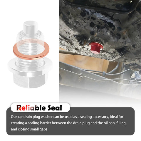 88Pcs Car Oil Drain Plug Gasket Kit With 6 Aluminum Sizes And 5 Copper Sizes M10 M12 M14 M16 M18 Crush Washer Set shown in use