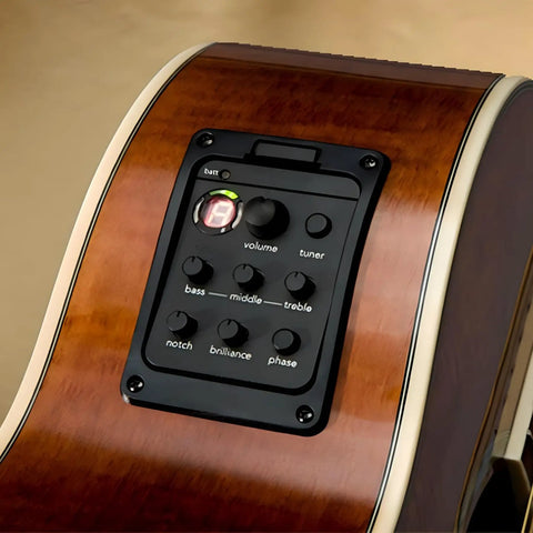 Folk Guitar Pickup Preamp With Built In Tuner And EQ For Acoustic Electric Guitars Solder Free Install on guitar body