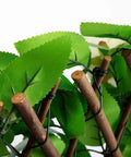 Close-up of Expandable Faux Ivy Fence Screen for Balcony and Patio 16x45 Inch Closed Expands to 92 Inch Wide Willow Frame