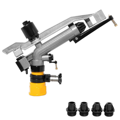 360 Degree Rain Gun Sprinkler With One And A Half Inch FNPT Connection Full Circle Impact Sprinkler With Four Interchangeable Nozzles