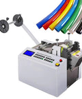 Fully Automatic Heat Shrink Tube Cutter With Digital Lcd Screen, cutting colored PVC and silicone hoses with precision.