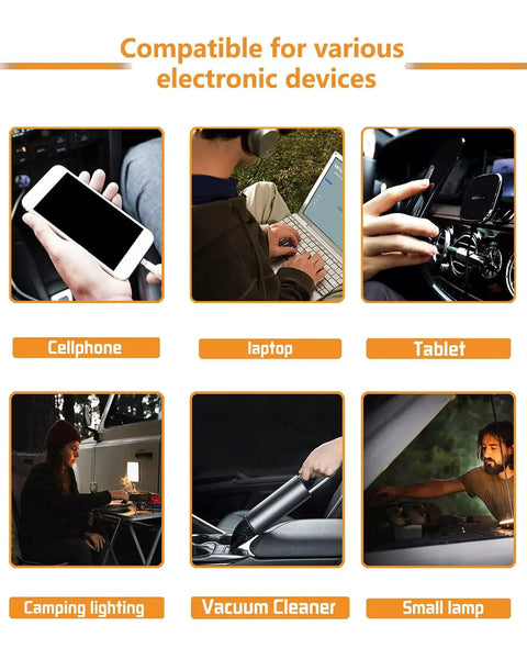 Compatibility of Beast 1000W Pure Sine Wave Inverter with cellphone, laptop, tablet, camping light, vacuum cleaner, small lamp.