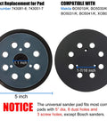5 Inch Hook And Loop Sander Pad For Orbital Sanders, Pro Grade, Replacement Standard Pad with 8 Dust Holes and 3 Screw Holes