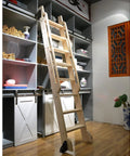 Sliding Barn Door And Mobile Library Ladder Track System With Floor Rollers Round Tube Hardware Kit for attic library storage.