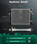 Beefed Up Engine Coolant Radiator For Toyota Forklift 16410U217071 dimensions 28.47x21.06x7.02 inches with oil cooler details.