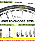 Inner Tube 700C Set With AV48 Schrader Valve Butyl For 700x25C To 700x32C diameter and width selection guide
