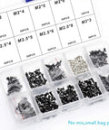 Premium 500 Piece Laptop Screw Kit For Notebook Repair With M2 M2.5 And M3 Sizes Includes M2 Ssd Hardware organized in a clear container.