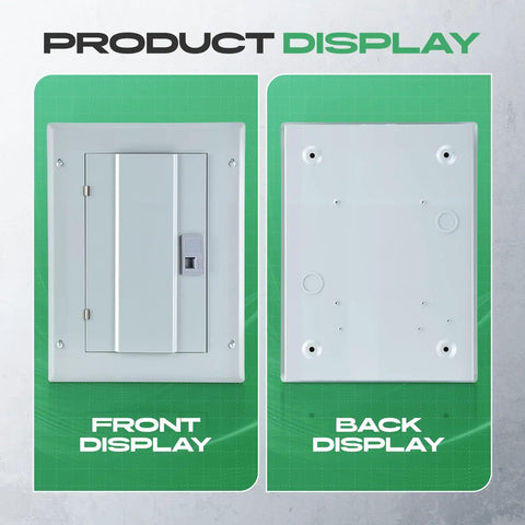 Pro Style 12 Space Circuit Breaker Panel 125 Amp Indoor Load Center With Main Lug Steel Enclosure garage power hub front and back view display