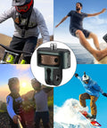 One Quarter Inch Camera Mount Adapter Screw Head For GoPro Hero, DJI, Insta360, Sjcam Action Cameras, surrounded by action sports scenes.