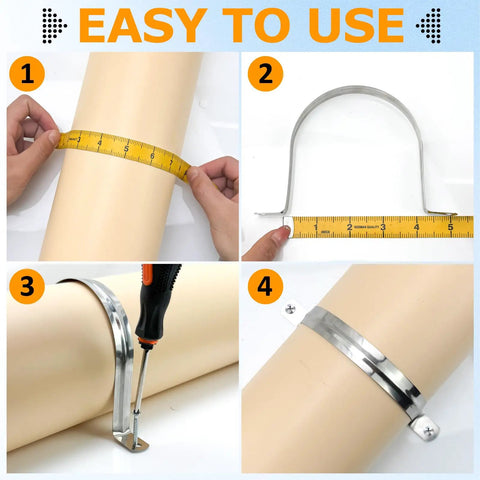 4 Inch Conduit Clamp Set 24 Pack With Screws Beefy Heavy Duty Stainless Steel U-Brackets For Rigid Pipe Support 2-Hole Strap Clamps Durable 304 Stainless Steel Hardware Easy Install For Piping Systems, 4-inch stainless U-bracket on pipe