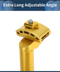 Universal 27.2x350mm Bike Seat Post In Gold Tone Aluminum Alloy, Extra Long With Adjustable Angle, Fits Most Road Mountain BMX And City Bikes