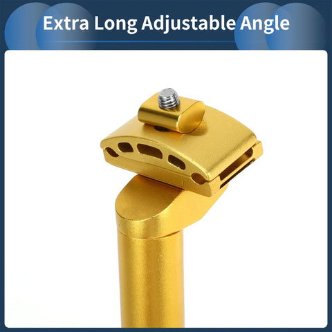 Universal 27.2x350mm Bike Seat Post In Gold Tone Aluminum Alloy, Extra Long With Adjustable Angle, Fits Most Road Mountain BMX And City Bikes