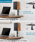 Set Of Two Dope Desktop Monitor Stands With Wall Mount Option showing desk and wall installation options.