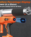 Cordless Electric Grease Gun With 10000 PSI, 6.8 Oz Per Minute, Dual Batteries Included, 39.4 Inch Hose, battery display visible