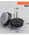 Boss Quality Slick Felt Furniture Pads And Chair Leg Floor Protectors With Rock Solid Self Stick Backing Skid Free Scratch Resistant Glide Guards For Hardwood Surfaces 30 Piece Pack Black, 28mm black felt pads with adhesive backing.