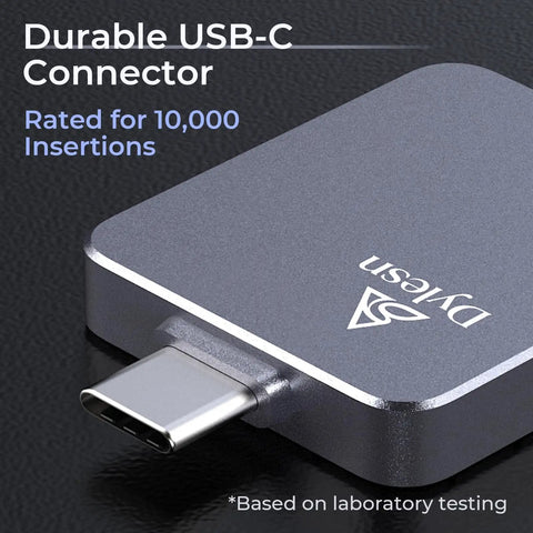 Close-up of durable USB-C connector on Ultra Fast External Portable SSD USB C Gen 2x2 20Gbps With 1050MBps Read And 950MBps Write.