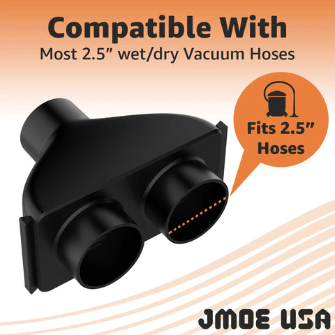 2.5 Inch Dust Collection Hose Splitter With Independent Blast Gates For Dual Hose Control In Shop Vac Setups Fits Ridgid Craftsman And Most Wet Dry Vacuums Patent Pending - front view
