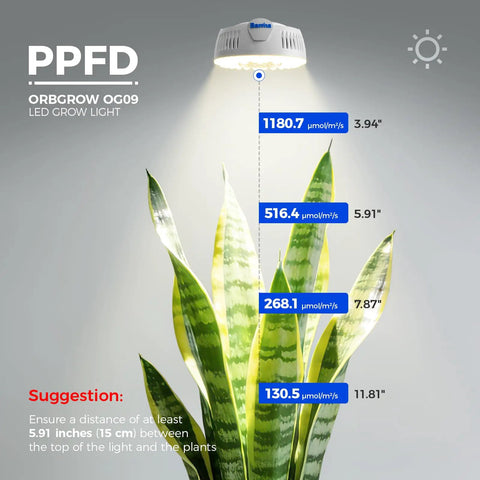 Indoor Plant Puck Grow Light With Timer 660nm Red LEDs 36W Four Pack Full Spectrum Plant Light For Indoor Plants over leaves.