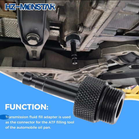 ATF Fill Adapter For Audi DSG Transmissions, Transmission Fluid Filler Connector With M24 X 1.5 Thread, VAS6262-1 Replacement, Oil Pan Filler Tool Accessory For Quick, Leak Free Transmission Service installed under transmission