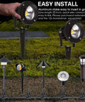Person installing 20W Led Outdoor Landscape Spotlight Kit With Stake Waterproof 12V To 24V AC DC Low Voltage Garden Lighting