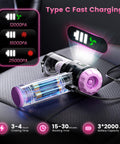 Cordless Car Vacuum Cleaner With Beast Mode 25000Pa Cyclonic Suction on car seat, digital display, Type C charging