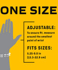 Illustration showing sizing guide for Night Wrist Support For Carpal Tunnel Relief, Left Or Right, Adjustable, One Size Fits Most.