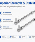 Heavy Duty 304 Stainless Steel Gate Hinge With Base Plate, 6 Inch Outdoor Gate Hardware, J-Bolt design, rust resistant