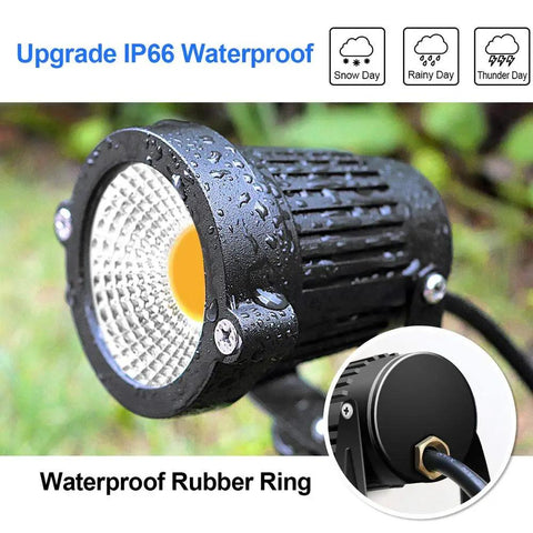 Close-up of Low Voltage Outdoor Landscape Lighting Kit 10 Pack 5W COB LEDs 500LM Each 12V Waterproof Garden Path Lights