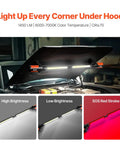 Cordless Mechanic Work Bar With Magnetic Base, 1450 Lumens Ultra Bright LED Underhood Light attached to car hood