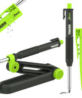 Heavy Duty Aluminum Scribe Set With Deep Hole Marking Pencil And Rugged Job Site Holster Built Tough For Woodworkers, showing scribe tools and sharpener.