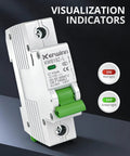 DC Miniature Circuit Breaker 12-110V DC 1 Pole 6A DIN Rail Mount for Battery Power Solar PV and RV Systems with Non Polar Arc Extinguishing Safety Feature LKB18Z-L-1P with green switch and indicators