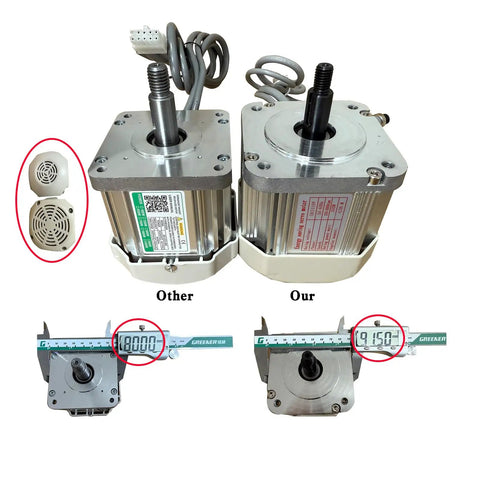 Side-by-side comparison of electric motors for 750W Variable Speed Belt Grinder Sander With VFD Control And 2 Molds.