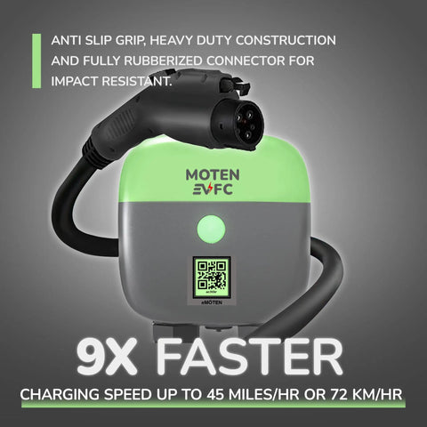 Level 2 Public EV Charger With 48A Output, 11.5 kW, Ethernet And WiFi shown with rubberized connector