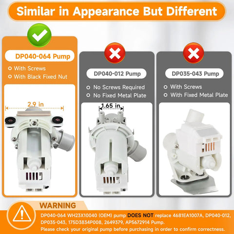 Drain Pump Replacement For Washer Fits GUD27ESSM1WW GTUN275EM GTUP240EM GTUP270GM And Kenmore 26615322 Easy Install No Fuss Durable Pump For Smooth Quiet Draining, 2.9 in ABS pump