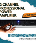 Powerhouse 2 Channel 2000W Professional Amplifier for DJ PA System front panel with control knobs and wattage display.