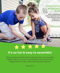 Children assembling Interlocking Outdoor Composite Deck Tile 1 Ft By 1 Ft Quick Deck In Peruvian Teak, Ultra Durable HDPE Wood Fiber Core