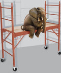 Elephant sitting on scaffolding with five inch scaffolding wheels set of four with dual locking brakes and square stem.
