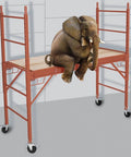 Premium Workhorse Five Inch Baker Scaffold Wheels Set Of Four With Square Stem And Dual Lock Brakes built into a scaffolding platform.