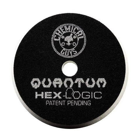 Hex-Logic Quantum Buffing Pad Sampler Kit Four Pad Set for Pro Polishing, shown is a black buffing pad, 5.5 inch size.
