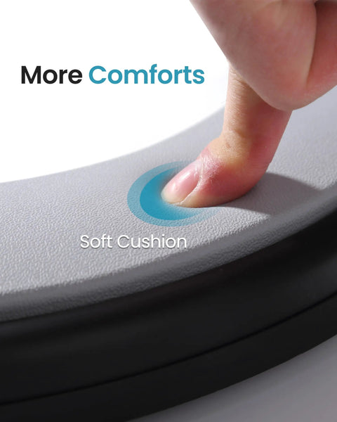 Total Game Changer Camp Toilet Seat With Ultra Plush Cushion And Secure Swivel Lid Fits Standard 5 Gallon Bucket close-up of soft cushion being pressed.