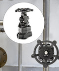 Beefed Up Forged Carbon Steel Gate Valve 1/2 Inch NPT Female Rotary Sluice Valve With Wheel Handle installed in piping system