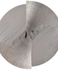 Front view of bright, uncoated high-speed steel NC spotting drill bit, 1/4 in diameter.