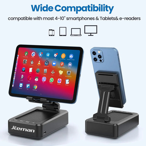 Two In One Bluetooth Speaker Phone Stand For Desk Foldable Adjustable Anti Slip Base with devices in wide compatibility mode